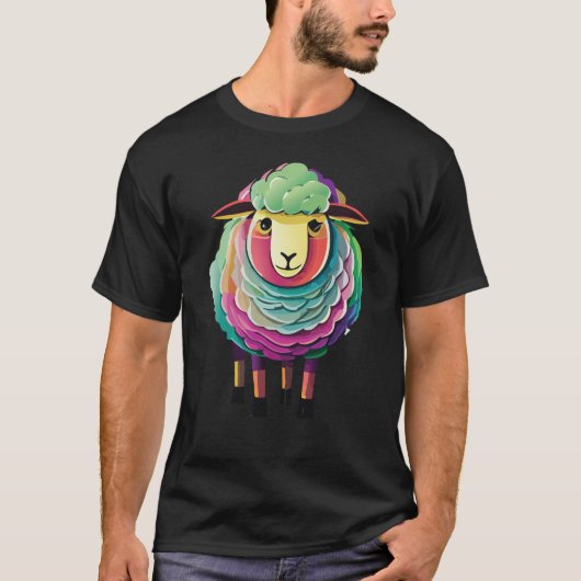 Kleurrijke schapenillustratie t-shirt (Voorkant)