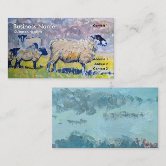 Kleurrijke schapenlammeren en Visitekaartjes van C (Voorkant / Achterkant)