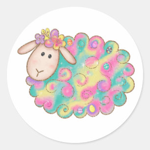 Kleurrijke schapensticker ronde sticker
