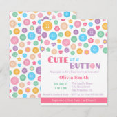 Kleurrijke Schattige als een Button Baby Shower Ui Kaart (Voorkant / Achterkant)