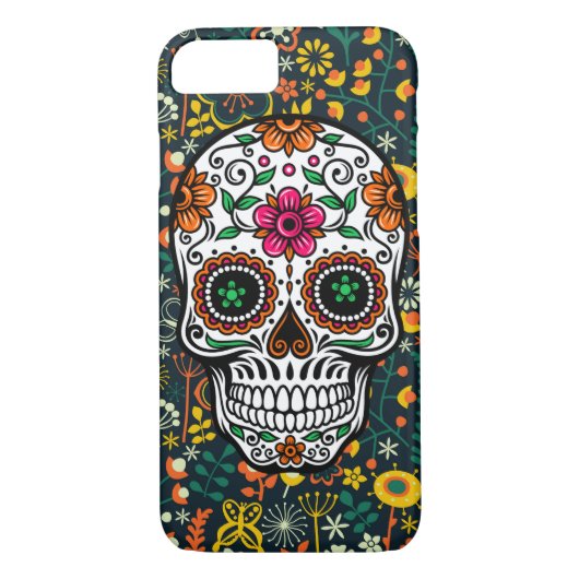 Kleurrijke schattige bloemsuiker schedel Case-Mate iPhone case (Achterkant)