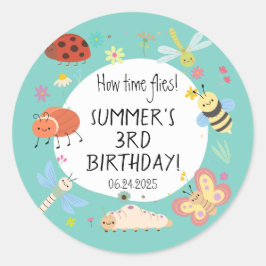 Kleurrijke Schattige Bugs Kids Verjaardag Ronde Sticker