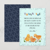 Kleurrijke Schattige Chicken Family Boy Baby showe Bedankkaart (Voorkant / Achterkant)