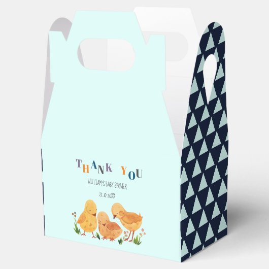 Kleurrijke Schattige Chicken Family Boy Dank u Bedankdoosjes (Geopend)