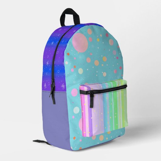 Kleurrijke schattige creatieve kunst bedrukte rugzak (Achterkant Hoek Links)