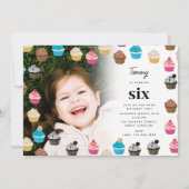 Kleurrijke schattige cupcakes Kinder foto verjaard Kaart (Voorkant)