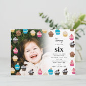 Kleurrijke schattige cupcakes Kinder foto verjaard Kaart (Staand voorkant)
