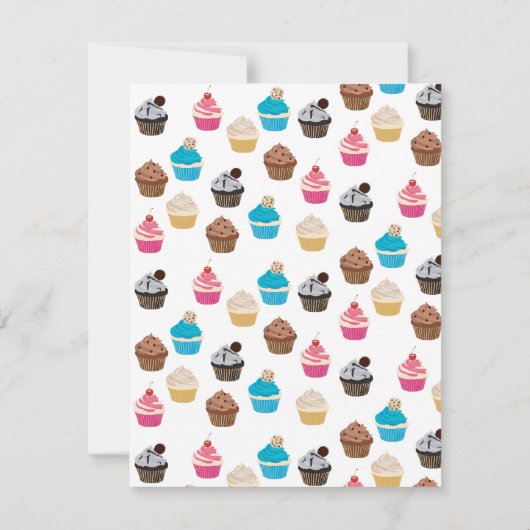 Kleurrijke schattige cupcakes patroon bedankkaart (Achterkant)