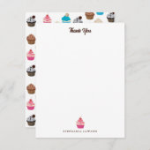 Kleurrijke schattige cupcakes patroon bedankkaart (Voorkant / Achterkant)