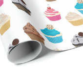 Kleurrijke schattige cupcakes patroon cadeaupapier (Rol Hoek)