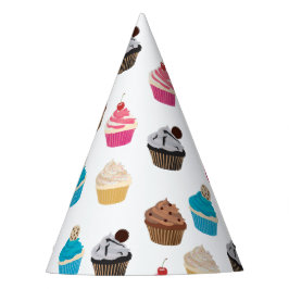 Kleurrijke schattige cupcakes patroon feesthoedjes