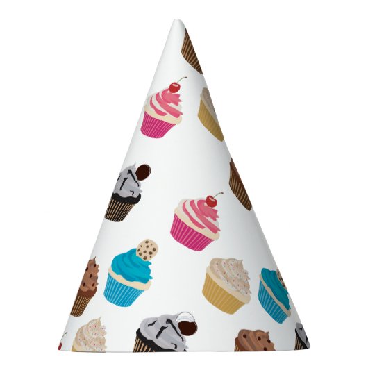 Kleurrijke schattige cupcakes patroon feesthoedjes (Rechts)