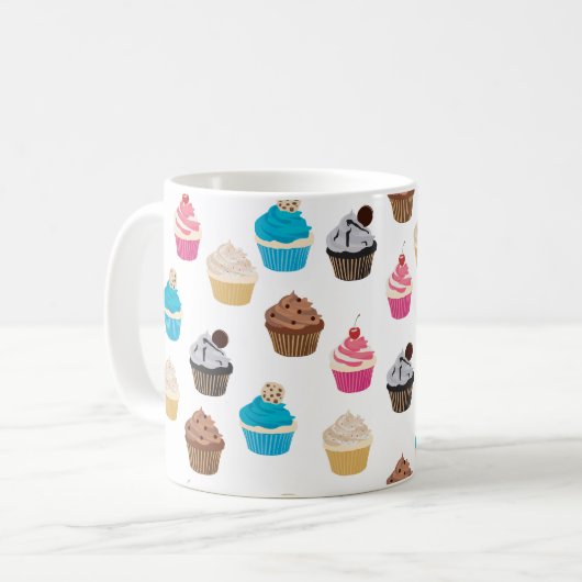 Kleurrijke schattige cupcakes patroon koffiemok (Voorkant links)