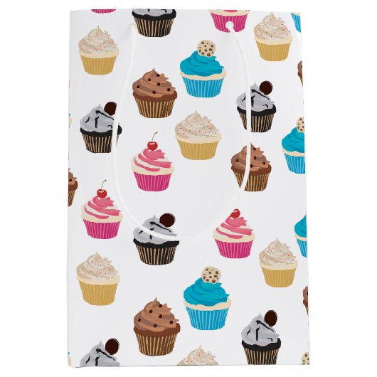 Kleurrijke schattige cupcakes patroon medium cadeauzakje (Voorkant)