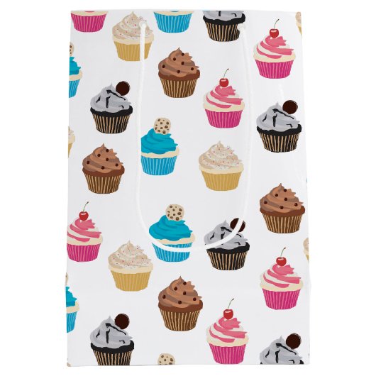 Kleurrijke schattige cupcakes patroon medium cadeauzakje (Achterkant)