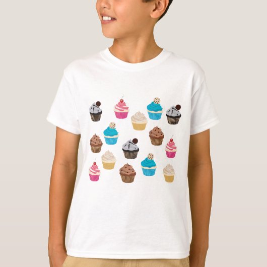 Kleurrijke schattige cupcakes patroon t-shirt (Voorkant)