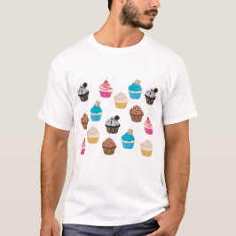 Kleurrijke schattige cupcakes patroon t-shirt