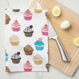 Kleurrijke schattige cupcakes patroon theedoek