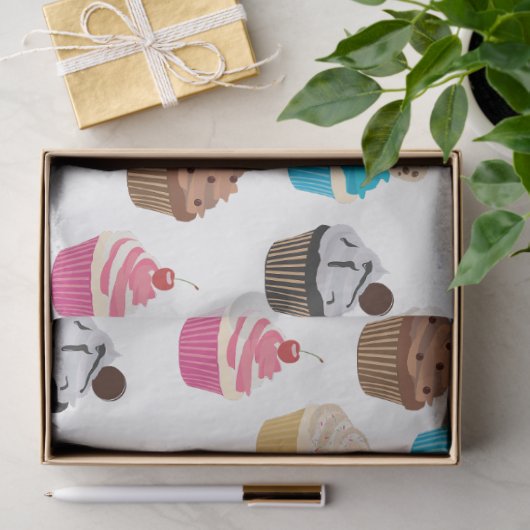 Kleurrijke schattige cupcakes patroon tissuepapier (Geschenk)