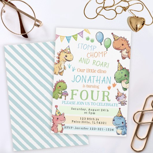 Kleurrijke schattige dinosaurussen jongen dino ver kaart