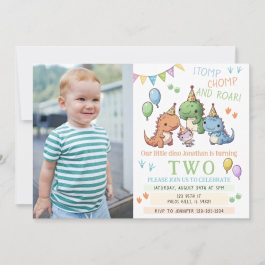 Kleurrijke schattige Dinosaurussen jongen verjaard Kaart (Voorkant)