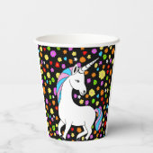 Kleurrijke Schattige eenhoorn bloemen en harten Papieren Bekers (Achterkant)