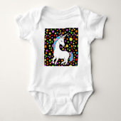 Kleurrijke Schattige eenhoorn bloemen en harten Romper (Voorkant)