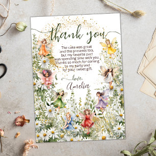 Kleurrijke Schattige Flower Fairies Glitter Script Bedankkaart