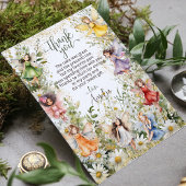 Kleurrijke Schattige Flower Fairies Glitter Script Bedankkaart