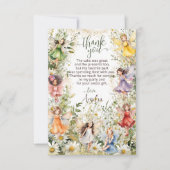 Kleurrijke Schattige Flower Fairies Glitter Script Bedankkaart (Voorkant)