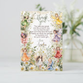Kleurrijke Schattige Flower Fairies Glitter Script Bedankkaart (Staand voorkant)