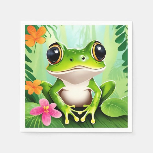 Kleurrijke schattige kikker servet (Voorkant)