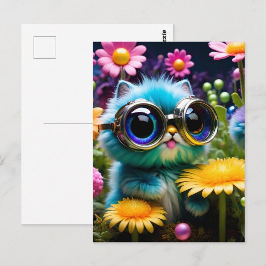 Kleurrijke Schattige kitten in een bril Briefkaart (Voorkant / Achterkant)