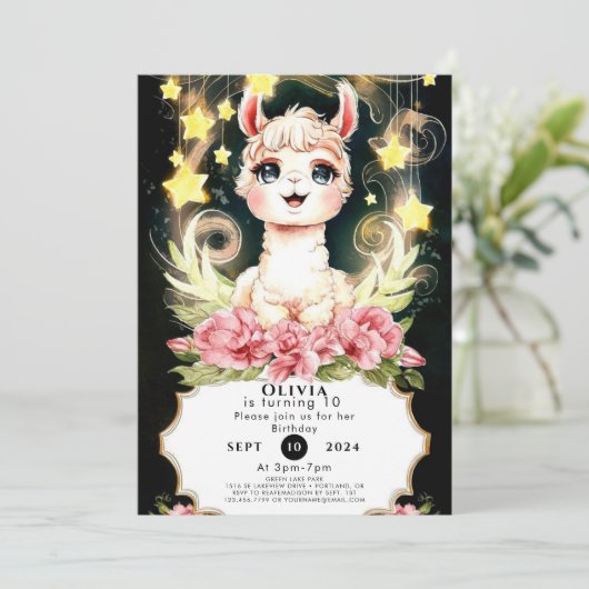 Kleurrijke Schattige Llama Verjaardag Kaart (Staand voorkant)