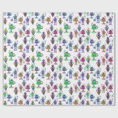 Kleurrijke schattige robots op witte achtergrond cadeaupapier (Vlak)