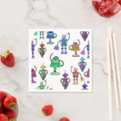 Kleurrijke schattige robots op witte achtergrond servetten (Insitu)