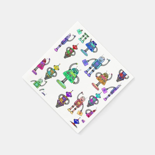 Kleurrijke schattige robots op witte achtergrond servetten (Hoek)