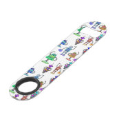 Kleurrijke schattige robots op witte achtergrond speed flessenopener (Voorkant Gekanteld)