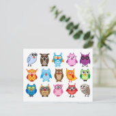 Kleurrijke schattige uil briefkaart (Staand voorkant)