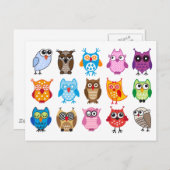 Kleurrijke schattige uil briefkaart (Voorkant / Achterkant)