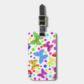 Kleurrijke schattige vlinders en polka-stippen bagagelabel (Voorkant verticaal)