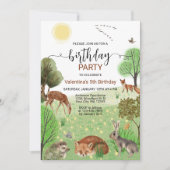 Kleurrijke Schattige Woodland Animals Boy Girl Ver Kaart (Voorkant)