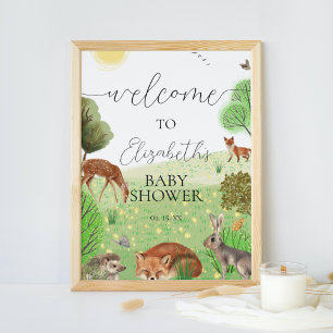 Kleurrijke Schattige Woodland Animals Party Welkom Poster