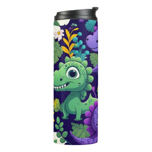 Kleurrijke Schattigee Baby Dinosaurs Tumbler Thermosbeker (Gedraaid links)