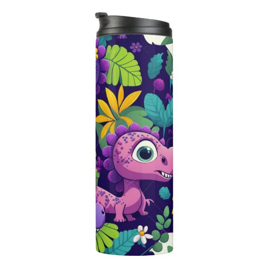 Kleurrijke Schattigee Baby Dinosaurs Tumbler Thermosbeker (Geroteerd rechts)