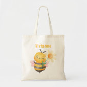 Kleurrijke Schattigee Bee Girls Kinder Modern Tote Bag (Voorkant)