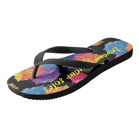Kleurrijke Schattigee Bloemenliefde zit in je zole Teenslippers (Schuin)