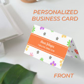 Kleurrijke Schattigee Bloempatroon Gepersonaliseer Visitekaartje