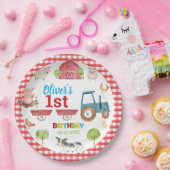 Kleurrijke Schattigee Boerderijdieren Barnyard 1e  Papieren Bordje (Feest)