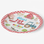 Kleurrijke Schattigee Boerderijdieren Barnyard 1e  Papieren Bordje (Gekanteld)